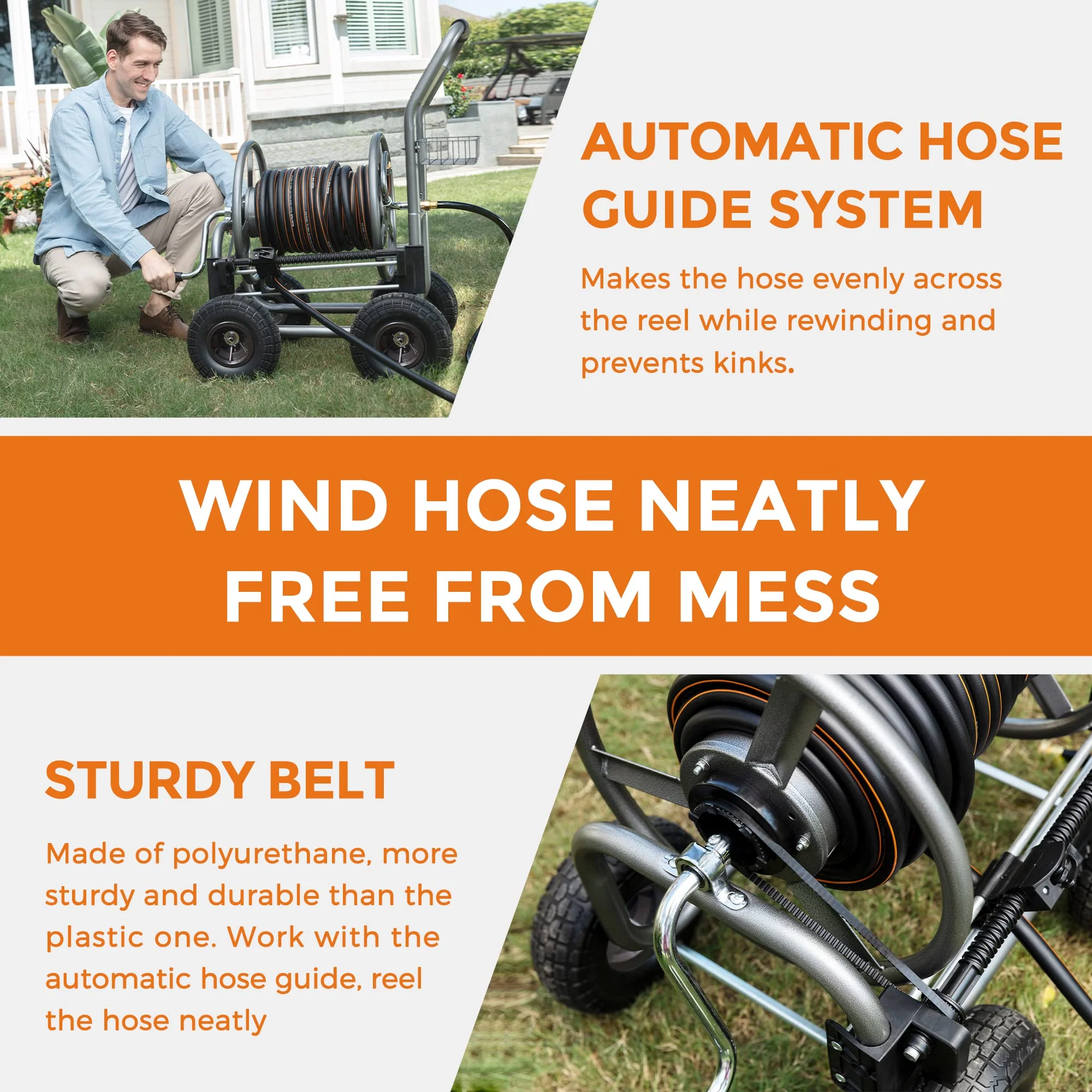 Garden Hose Reel Cart-4 Wheels-Heavy Duty - Image 6