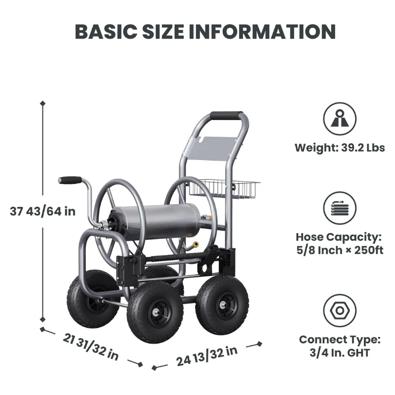 Garden Hose Reel Cart-4 Wheels-Heavy Duty - Image 8