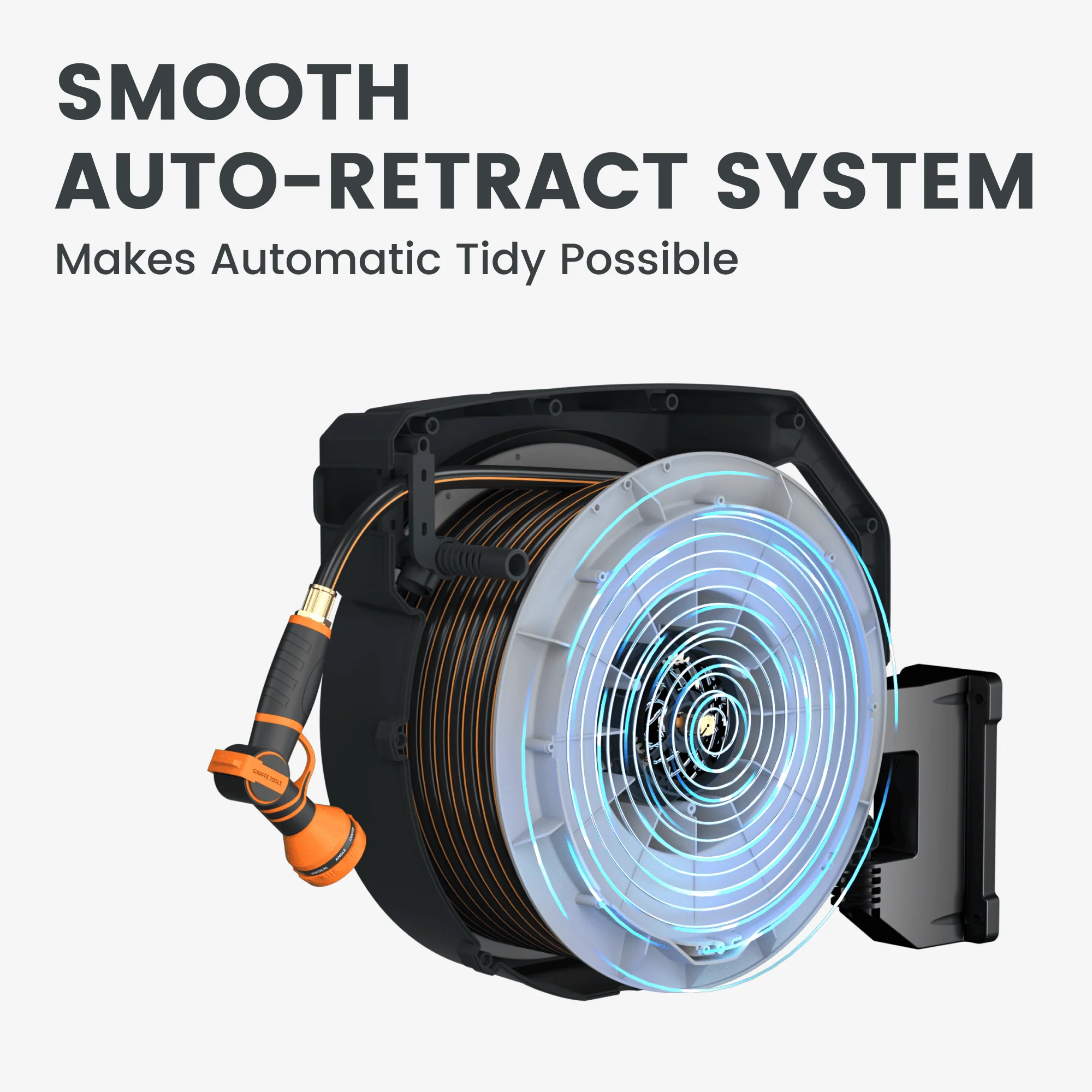Premium Instant Glide Retractable Garden Hose Reel - Metal Bracket - Image 5