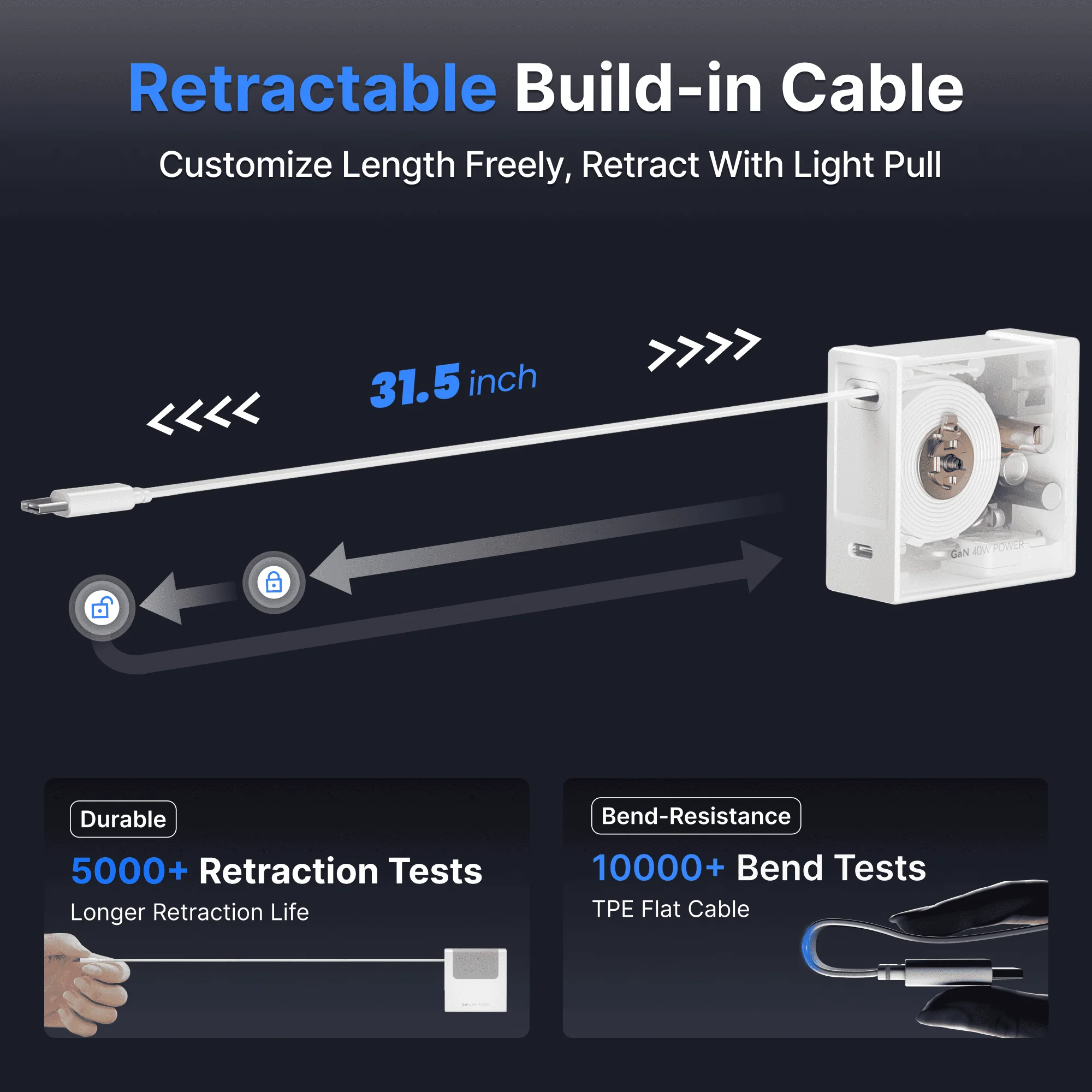 Gitryin Retractable 40W Charger - Micro Cable - Image 3
