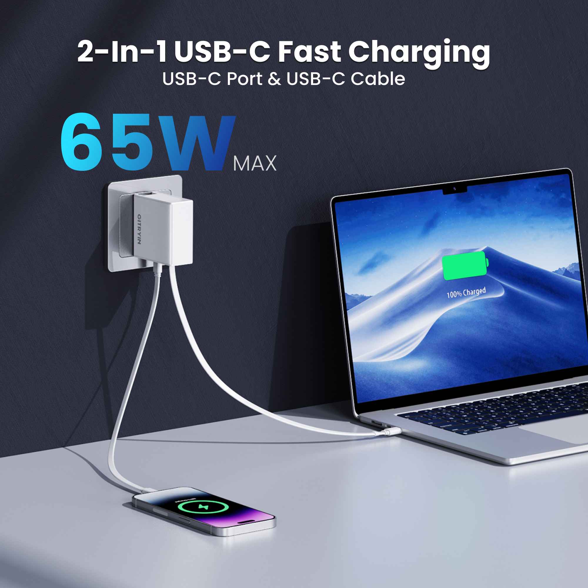 Gitryin Retractable 65W Fast Charger for 3C Devices - Image 4