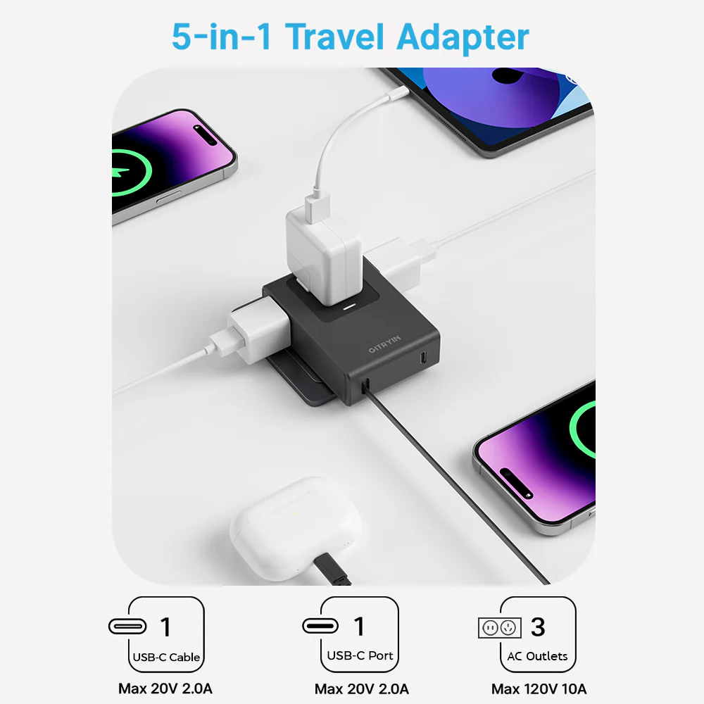 Gitryin Retractable Travel Adapter 5-in-1 - Image 10