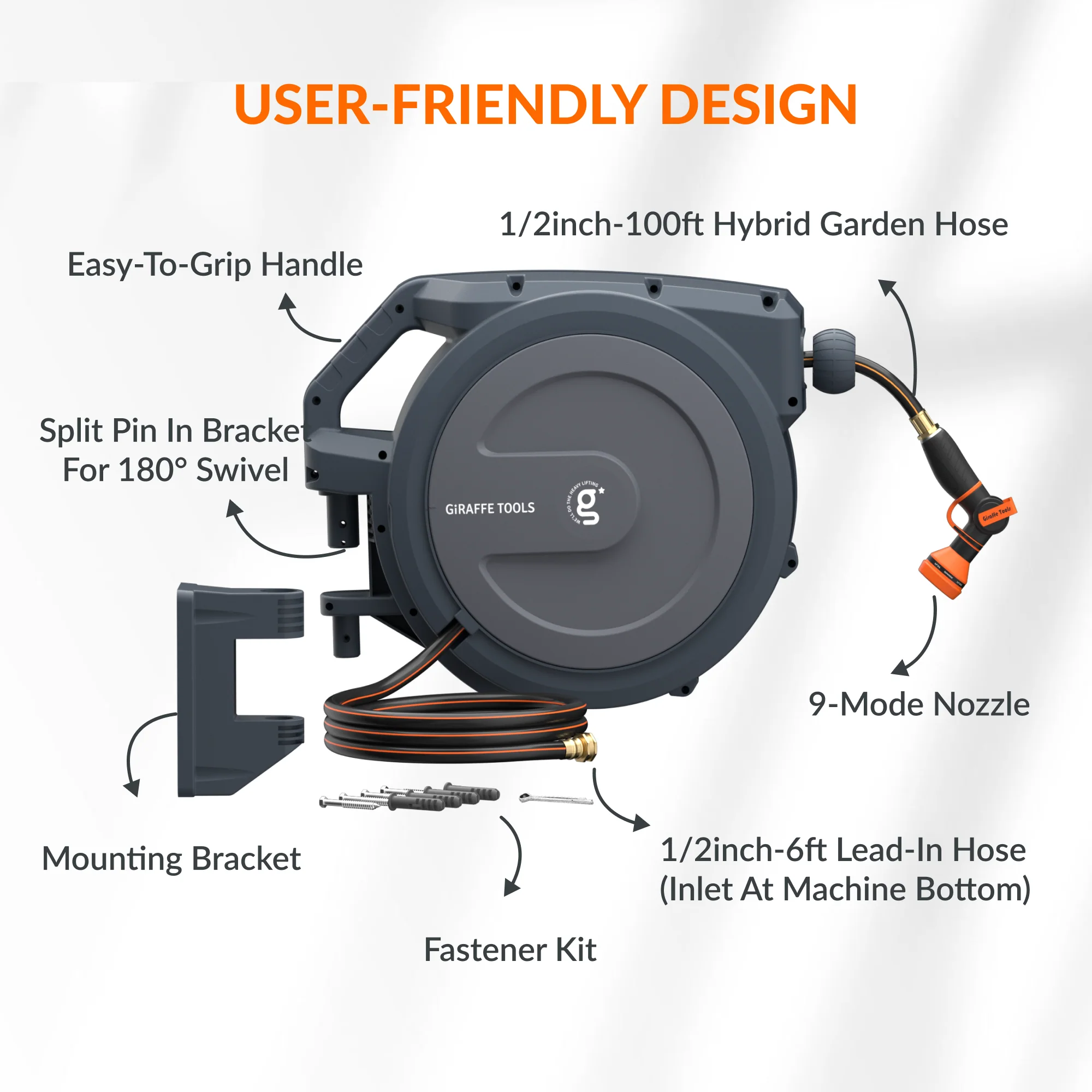 Retractable Garden Hose Reel-1/2in-100ft - Image 9
