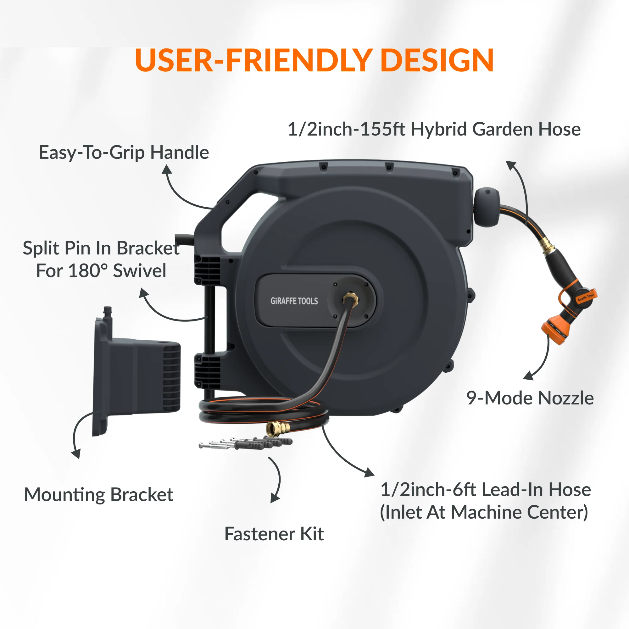 Retractable Garden Hose Reel-1/2in-155ft - Image 11