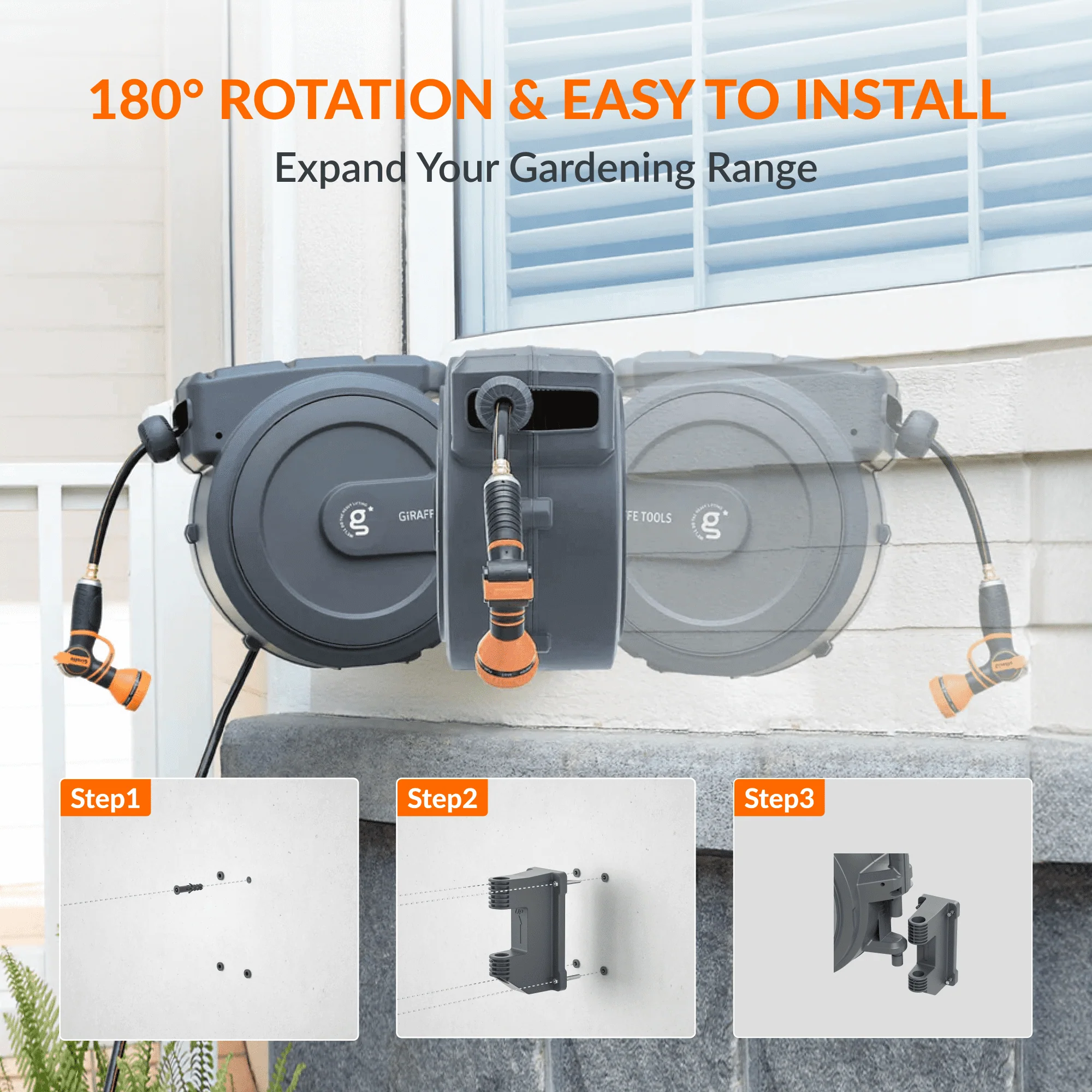 Retractable Garden Hose Reel-5/8 in-115ft - Image 7