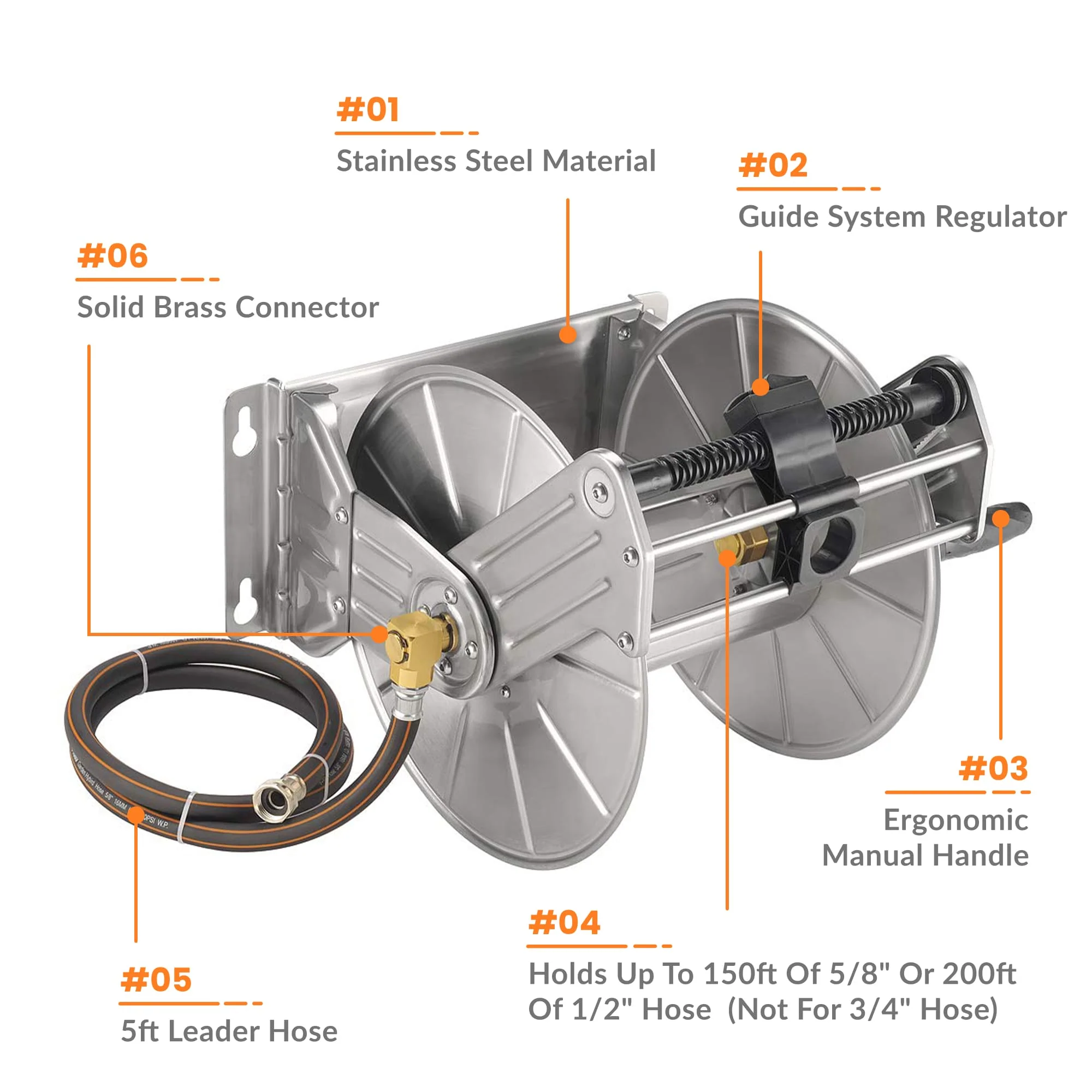 Wall Mounted Hose Reel-Stainless Steel-Heavy Duty - Image 8